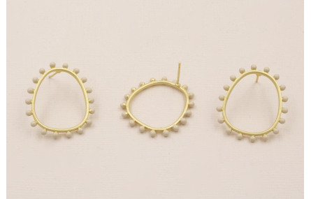 Pendiente Aro 26*22mm Bolas Blancas