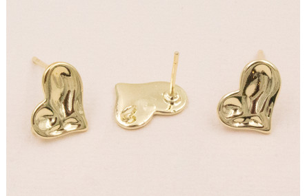 Perno Corazón martilleado 12*10mm Oro