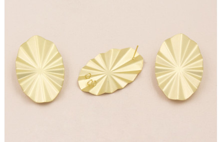 Pendiente Ovalo Estriado 45*30 mm Oro Mate