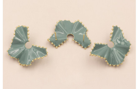 Hoja ondulada esmalte Azul Ribetes Dorados 40*30