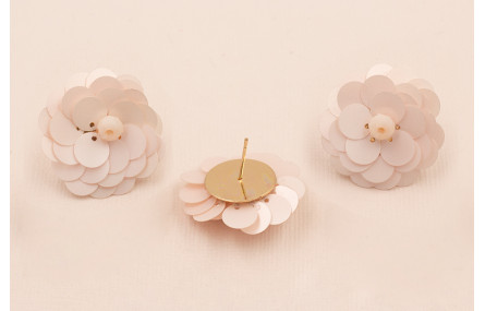 Pendiente Flor Lentejuela 30mm diametro Rosa Nacar