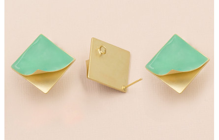 Pendiente Cuadrado Levantado 20-20 Turquesa