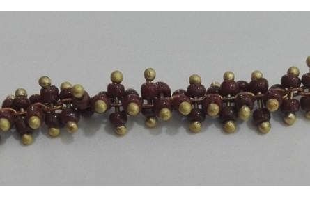 Cadena engarzada 4 lineas abalorio grana