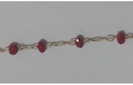 Cadena engarzada piedra 3*2 Roja