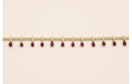 Cadena pivotes granates Coral de 5mm en Oro Mate