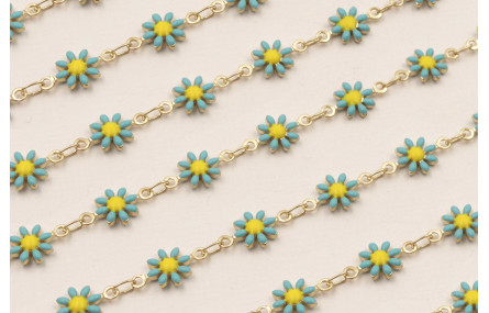 Cadena Marganitas 6mm diametro Turquesa + Amarillo