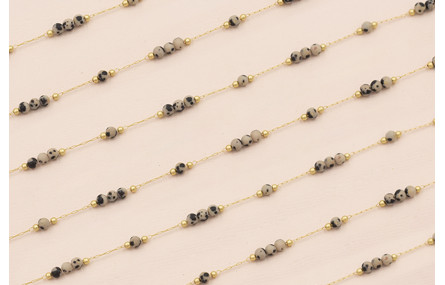 Cadena 1mm Oro Mate con 3 bolas tigre de 3mm Diam