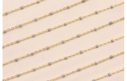 Cadena 1mm Oro Mate con Esmaltes de 2mm Gris