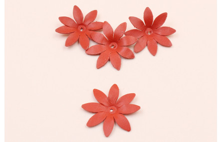 Flor Cuero 30mm Rojo Coral