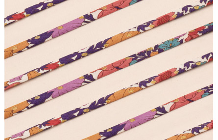 Lazo 4mm Liberty Flores Multicolor Fondo Blanco