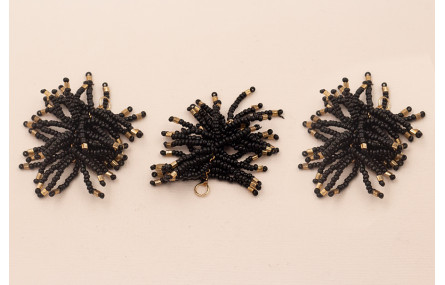 Pompon Abalorio 40mm Negro y Bronce