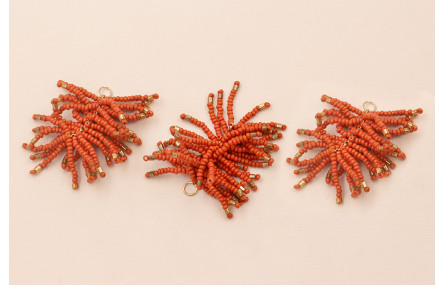 Pompon Abalorio 40mm Coral y Bronce
