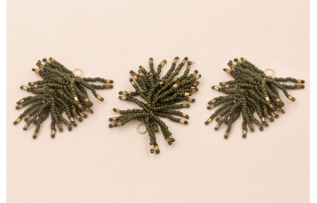 Pompon Abalorio 40mm Kaki y Bronce