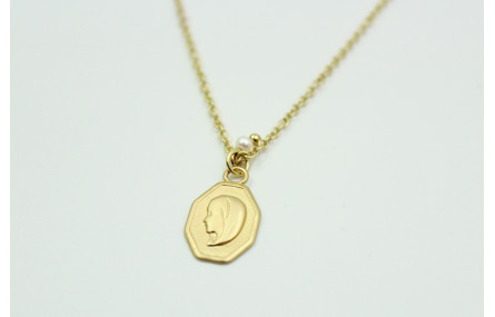 Solitario cadena eslabón pequeño oro mate con chap