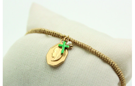 Pulsera entera nudo serpiente oro palido con virge