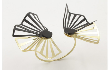 Pulsera rigida 2 discos con láminas abanicos esmal