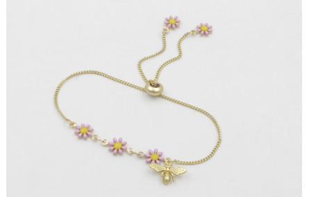 Pulsera regulable de cadena eslabones planos oro m