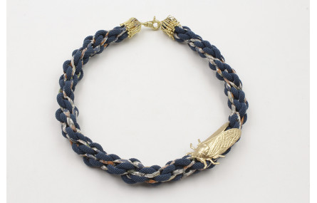 Collar cordón trenzado trenzado azul marino y libe