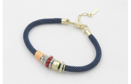 Pulsera de cordón trenzado retorcido color azul ma
