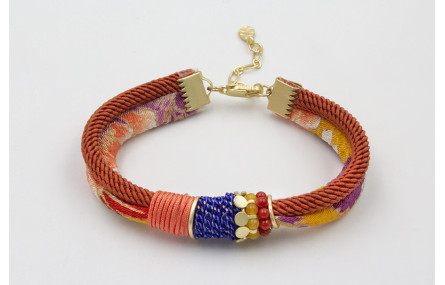 PULSERA LAZO TUBO KIMONO AMARILLO Y CORDÓN RETORCI