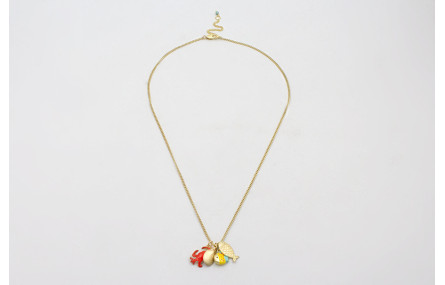 Collar cadena eslabón plano dorado mate con colgan