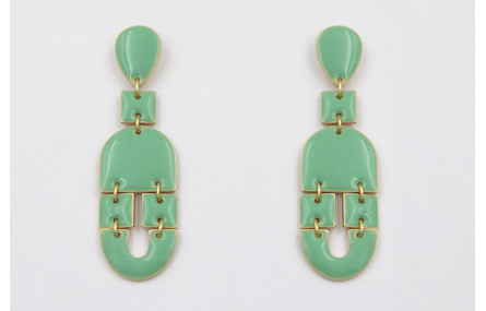 Pendientes perno gota, colgantes semi ovalo, cuadr