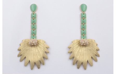 Pendientes perno gota esmaltada turquesa, cuadrado