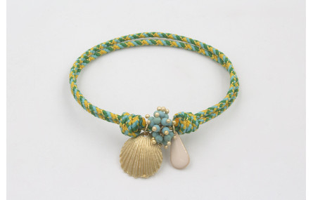 Pulsera nudo corredizo de driza verde y turquesa c