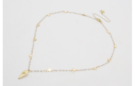 Collar cadena eslabón estrella con perla intercala