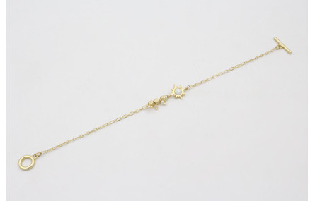 Pulsera cadena eslabón ovalado con entrepieza sol 