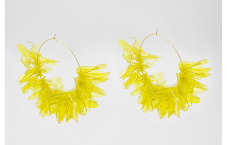 Pendientes aro grande dorado mate con lentejuelas 