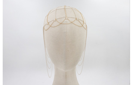 Casquete con cadena micro perlas, cadena eslabón d