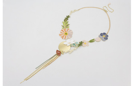 Collar cadena eslabón plano con piezas esmaltados,