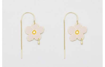 Pendientes curva con cordón dorado mate con colgan