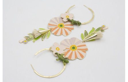 Pendientes aro labrado dorado mate con lagarto ver