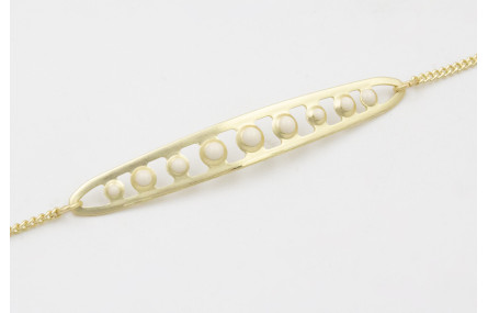 Pulsera cadena eslabón plano dorado mate con vaina