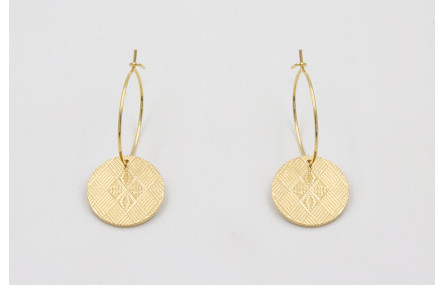 Pendientes ORO 18K-3 micras aro con chapas estriad