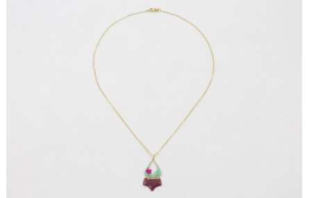 Collar cadena eslabón pequeño dorado mate con biki