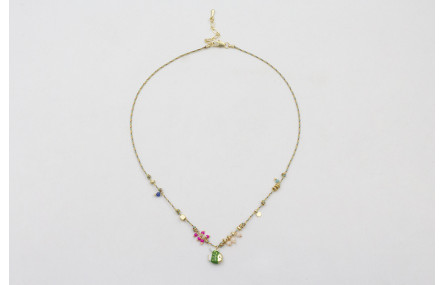 Collar hilo micro driza azul,amarillo,rojo y dorad