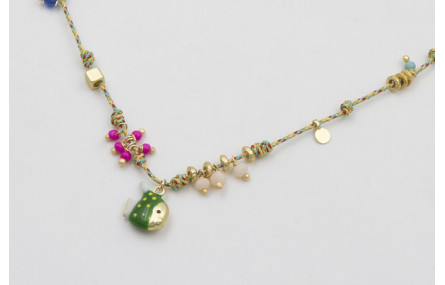 Collar hilo micro driza azul,amarillo,rojo y dorad