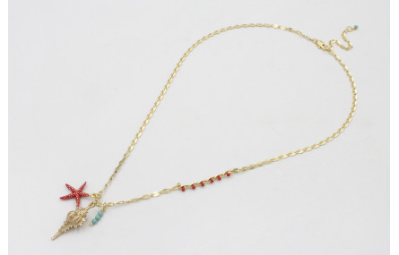 Collar cadena eslabón ovalado doarado mate con miy