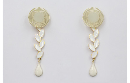 Pendientes acero inoxidable perno sol oro con colg