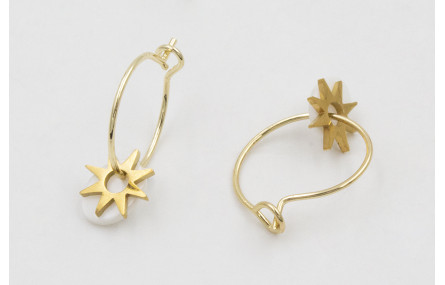 Pendientes acero inoxidable aro pequeño con estrel