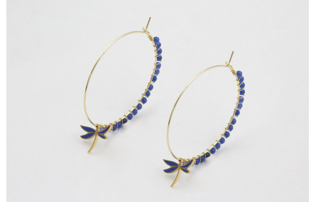 Pendientes acero inoxidable aro grande con libelul