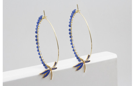 Pendientes acero inoxidable aro grande con libelul