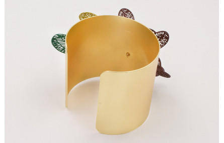 Brazalete rigido con alas mariposa esmalte marrón 