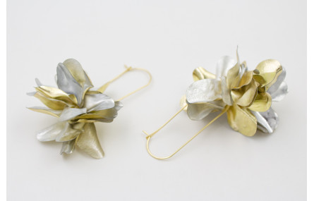 Pendientes eslabón dorado mate con burruño de lent