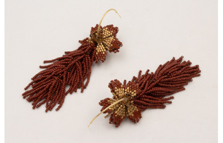 Pendientes semi aro satinado dorado y brillos con