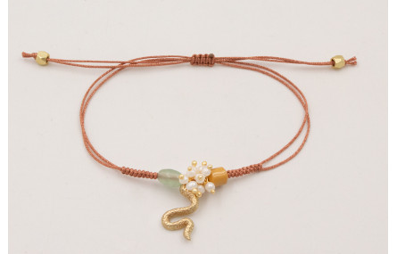 Pulsera cordón metálico oro rosa nudo serpiente co