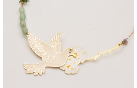 Collar cadena chips de turmaline verdes-rosas con 